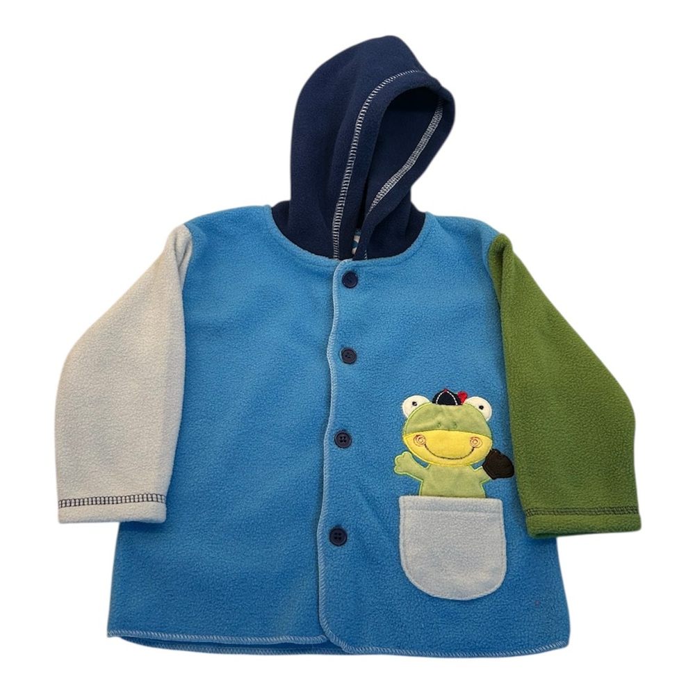 Bon Bébé Fleece Frog Button Jacket with Hood Size 6-9 Months
